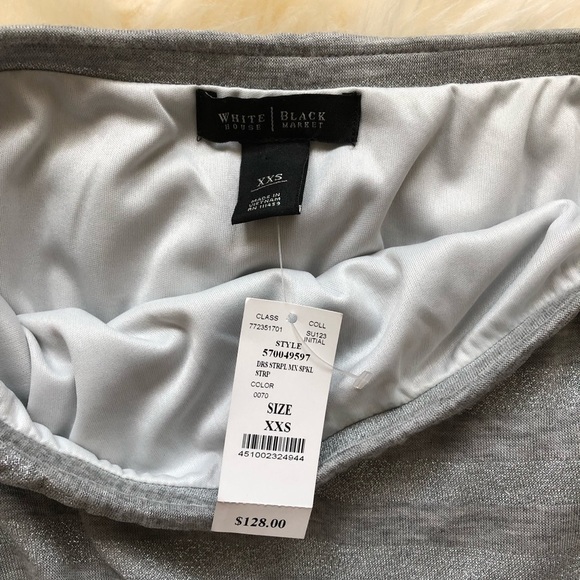 WHBM Strapless Stripe Maxi Sparkle Dress XXS - Picture 4 of 6